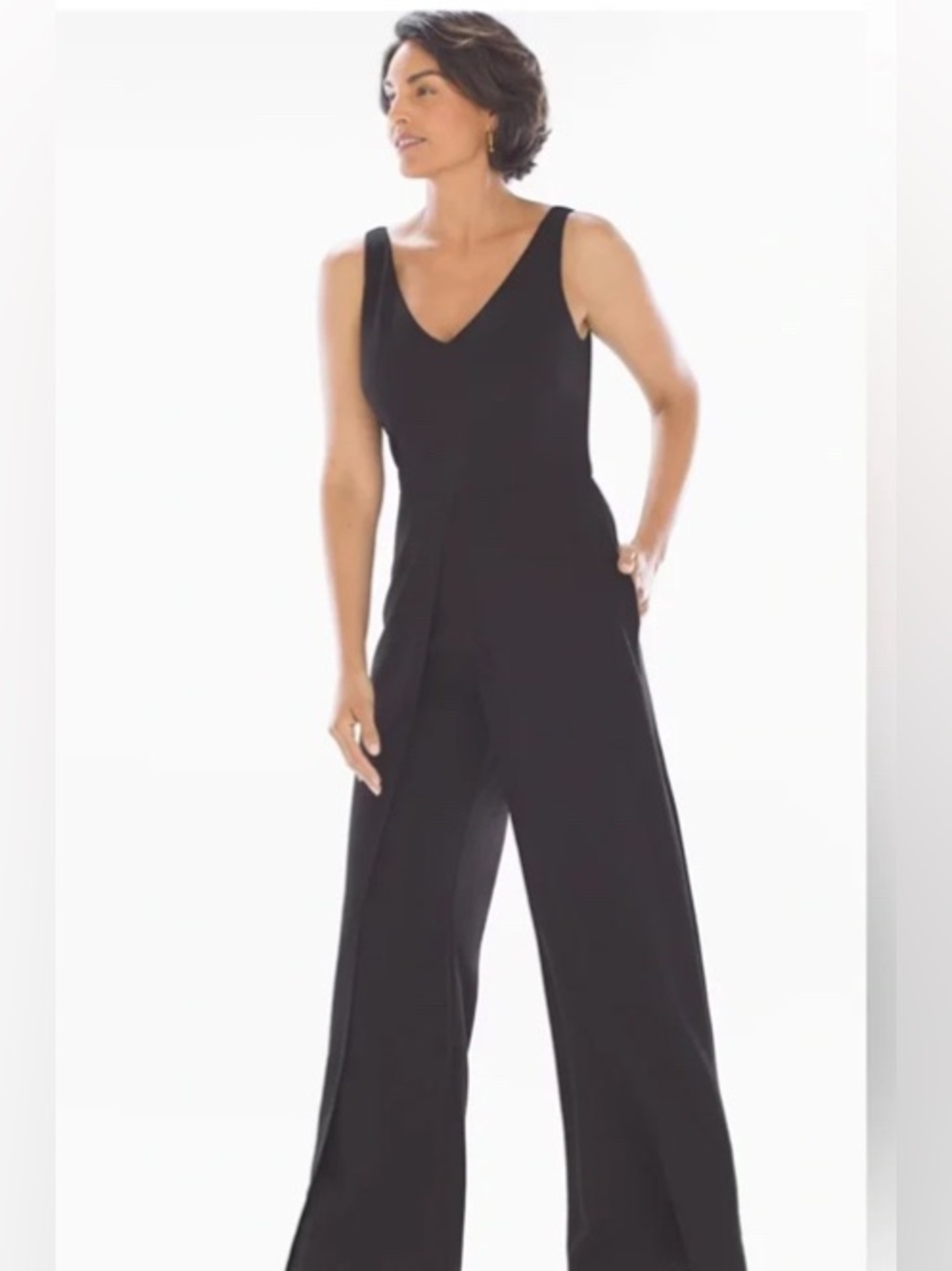 Adrianna Papell women’s Black Sleeveless V-Neck Wide-Leg Jumpsuit size 6 new